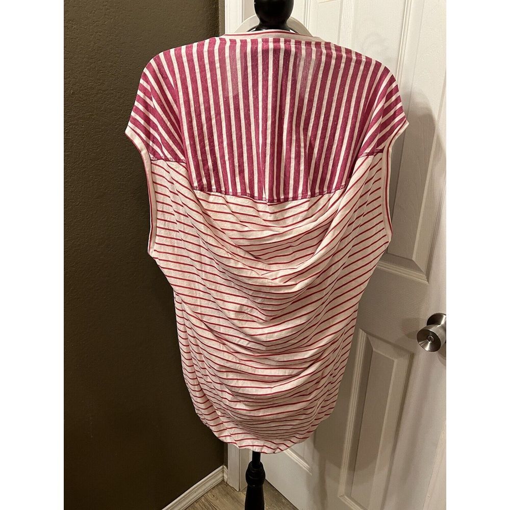 Umgee Pink Striped Tunic Top Elastic Hem Small - Picture 3 of 3